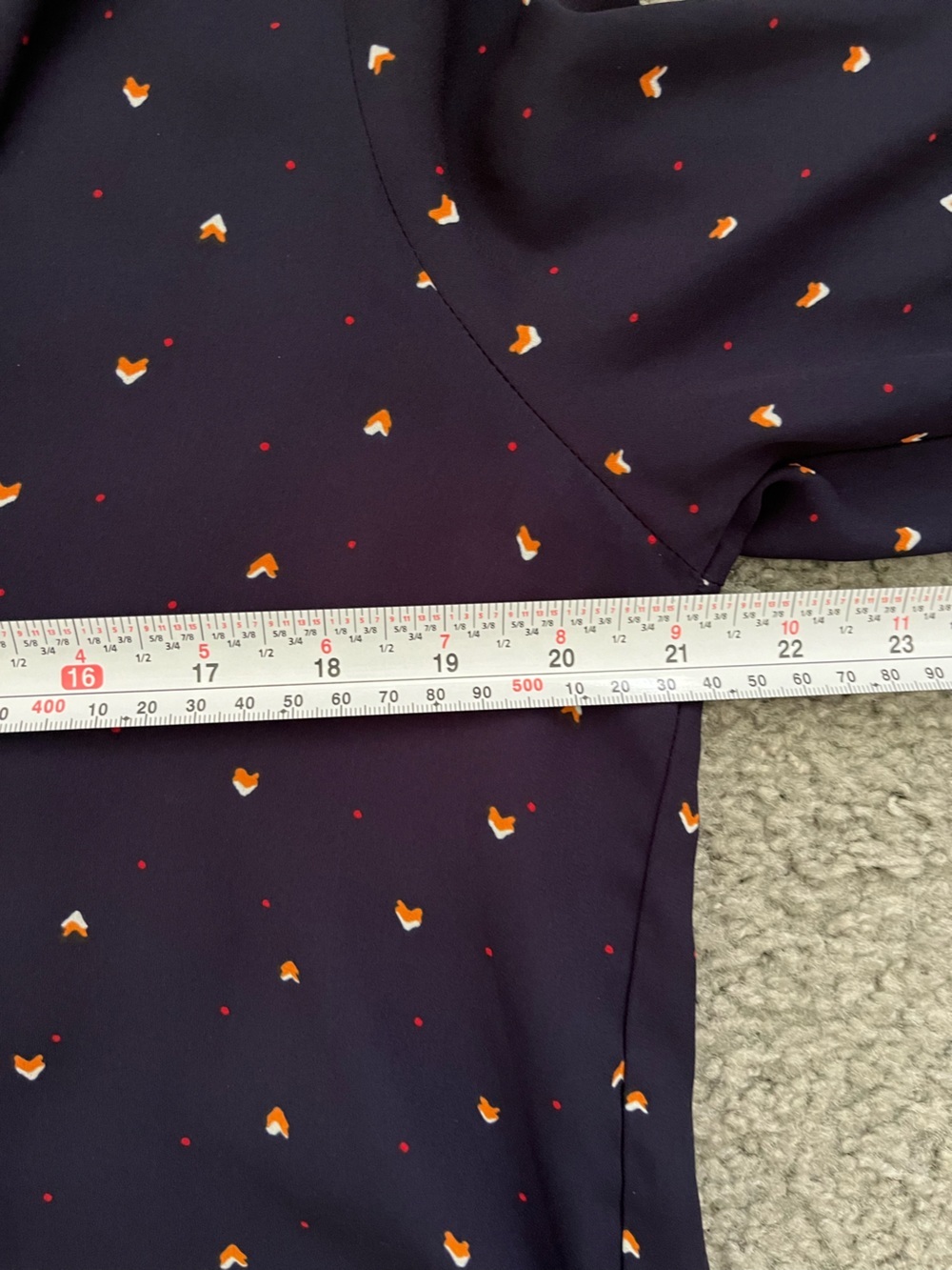Lush Navy V-Neck Blouse with Scattered Print - Picture 4 of 8